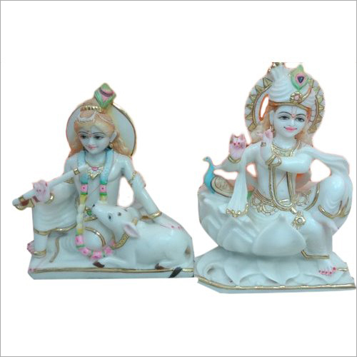 Indian White Marble Lord Krishna Statue