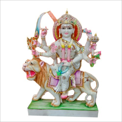 Polished Marble Durga Mata Statue Size: 3 Feet