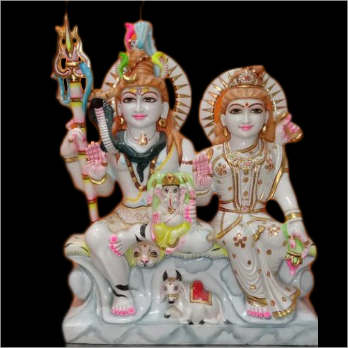 Polished Marble Lord Shiv Parivar Statue