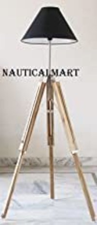 Brass Marien Designer Royal Nautical Tripod Floor Lamp Modern Teak Wood Lamp Shade Tripod Stand