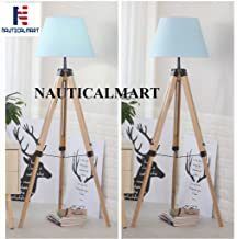 Wood Modern Wooden Tripod Floor Lamp, Stylish Lamp For Living Room Bedroom Bedside Lamp - Set Of 2 By Nauticalmart