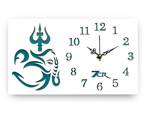 White Trishul Wall Clock