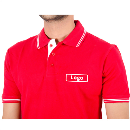 Premium Polo Neck T-shirt with Logo on Chest - 100% Pure Cotton, Sizes S-XXL, Colors Black, White, Navy Blue, Maroon, Red, Olive Green | Short Sleeves, Contrast Button Placket, Tipping on Collar and Sleeve