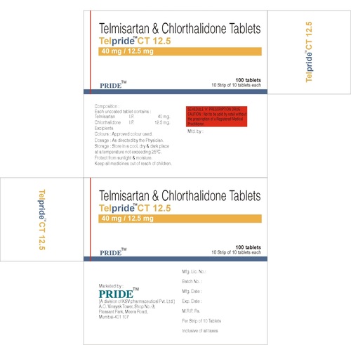Telpride Ct 12.5 (Telmisartan + Chlorthalidone)