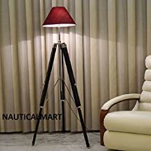 Metal Classic Black Tripod Floor Lamp In Mango Wood Decorative