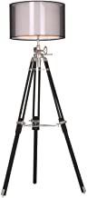 Chrome Finish 72" Black Wooden Tripod Floor Lamp By Nauticalmart