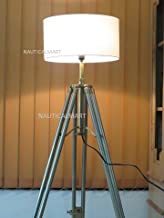 Black Nauticalmart Classical Designer Brass Finish Golden Color Tripod Floor Lamp With Beautiful White Cotton Shade