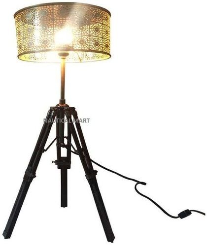 Black Designer Nautical Floor Lamp Tripod Lamp Vintage Look Metal Shade