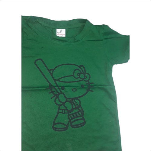 Ladies Round Neck T-Shirt - Cotton, Sizes: S, M, L, XL, XXL, Color: Green | Short Sleeves, Printed Pattern, Comfortable Fashion Wear for Women