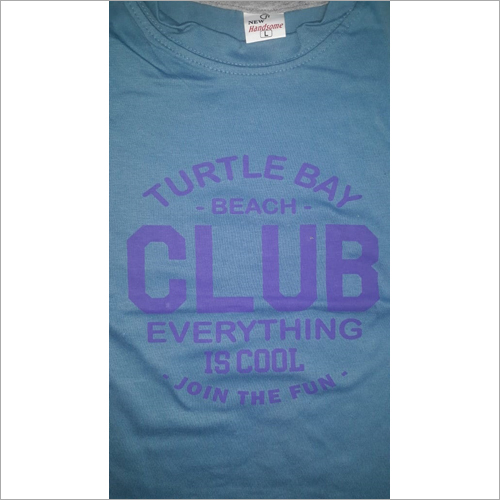 Mens Printed T-Shirt - Cotton, Sizes: S, M, L, XL, XXL, Color: Blue, O-Neck, Short Sleeves, Elegant Printed Patterns for Stylish Comfort