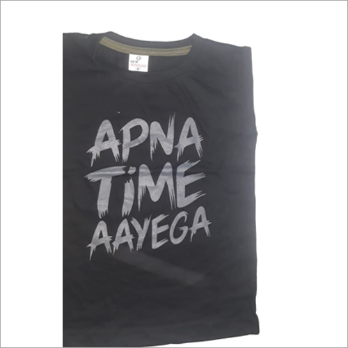 Mens Slogan Printed T-Shirt - Cotton, Size S-XXL, Black | O-Neck, Short Sleeves, Lightweight Comfort