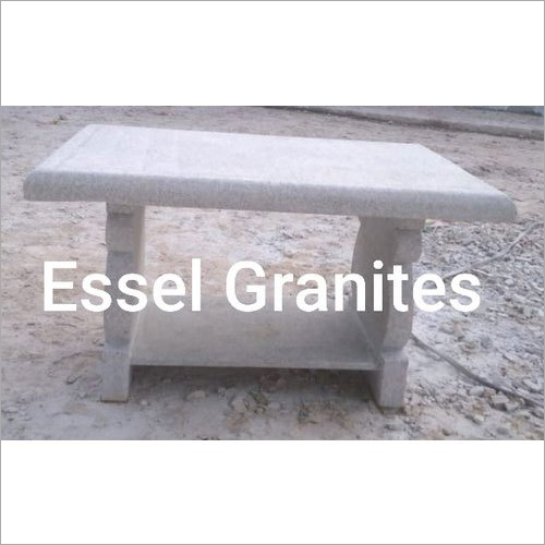 Granite Tea Table - Rectangular 2.5 to 3 Feet Height, White Color, Modern Style, Durable & Eco-Friendly