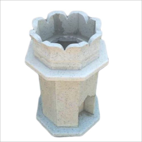 White Granite Tulsi Pot - 3-4 Feet Height, Plain Pattern, Religious Stone Decor