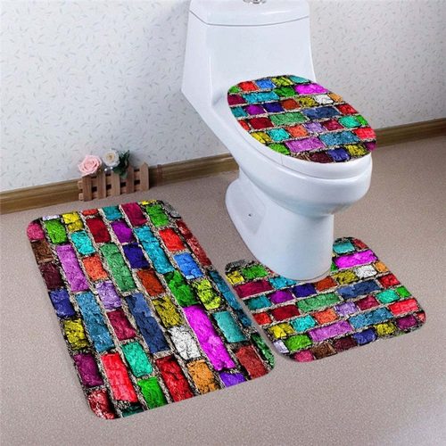 Bath Mat,Pedestal Mat, Toilet Seat Cover Mat set