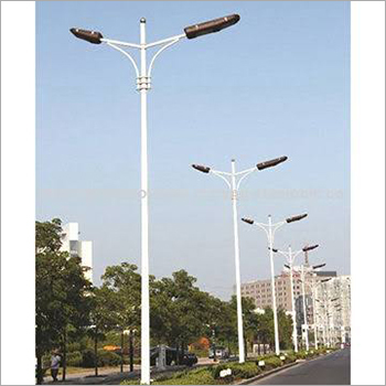 Solar Street Light Pole - Metal Material, Custom Size, White Color | Versatile for Road, Outdoor Uses, Accommodates Aerials, Flags, CCTV Cameras