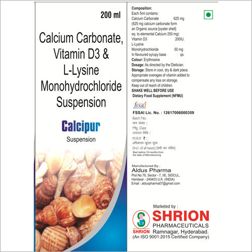 Calcium Carbonate Vitamin D3 and L-Lysine Monohydrochloride Suspension