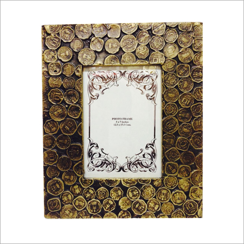 Wooden Photo Frame With Brass Work - Wood, Varied Sizes, Brown | Handmade, Brass Accents, Rustic Style, Customizable