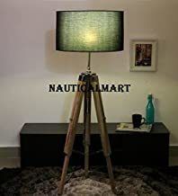 Black Cotton Floor Tripod Lamp With Chrome Finish Stand By Nauticalmart