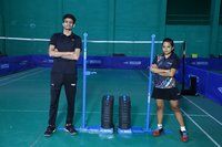 Badminton Pole Movable Blue