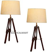 Wood Urban Design Surveyor Tripod Table Lamp - Set Of 2