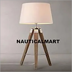 Wood Designer Tripod Table Lamp With Modern White Shade For Living Room By Nauticalmart