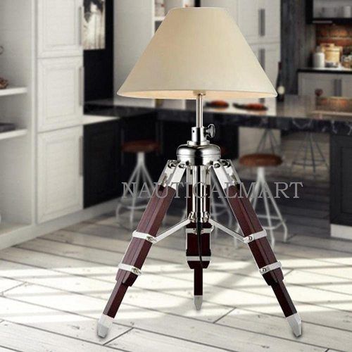 Metal Creative Fabric Retro Living Room Lamp Searchlights Photography Light Wood Tripod Table Lamp By Nauticalmart