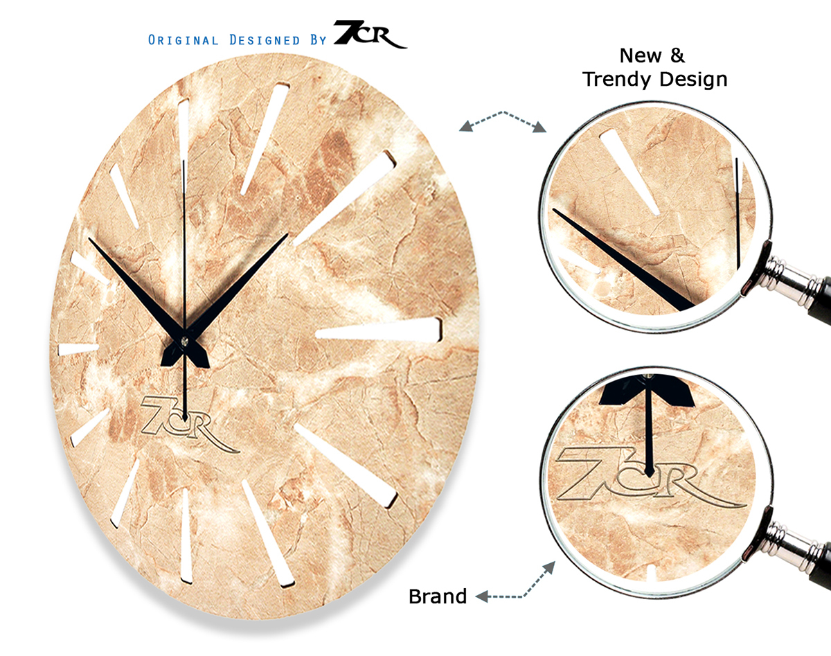 Marble Wood Wall Clock