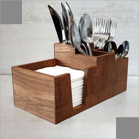 Wooden Cutlery & Napkin Stand