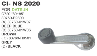 Window Regulator Handle Datsun - Metal, Chrome Finish, Black | Easy Installation, Durable, Perfect Fit, Reliable Function