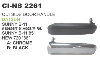 Outside Door Handle Datsun - Metal, 15x5x3 cm, Black Chrome | Easy Installation, Durable, OEM Quality