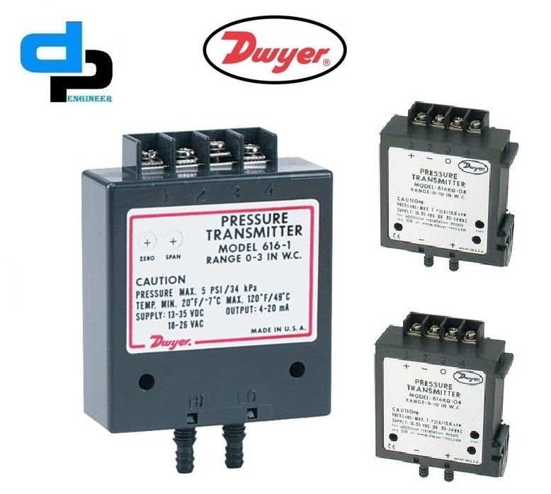Dwyer 616KD-04-TC Differential Pressure Transmitter 4-20 mA 10WC 