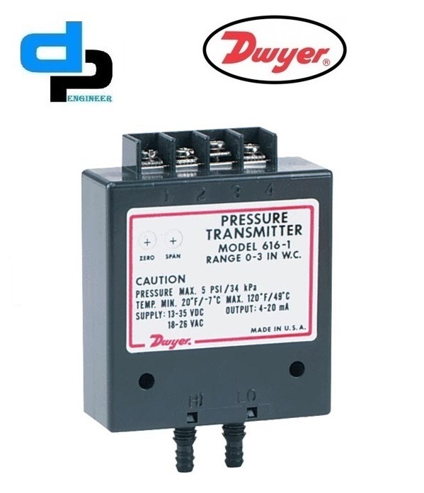 Dwyer 616KD-04-V Differential Pressure Transmitter 0 o 10 in w.c