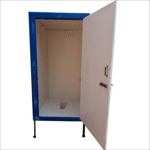 White & Blue Prefab Indian Toilet Block Cabin