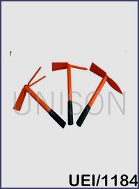 Hoe Set - Carbon Steel, 12" Long Handle, Orange Color | Includes Hoe Single Prong, Hoe Trowel, Hoe Fork