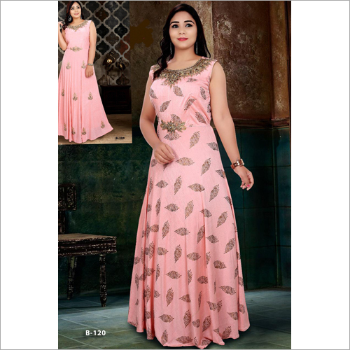 Pink Ladies Printed Gown