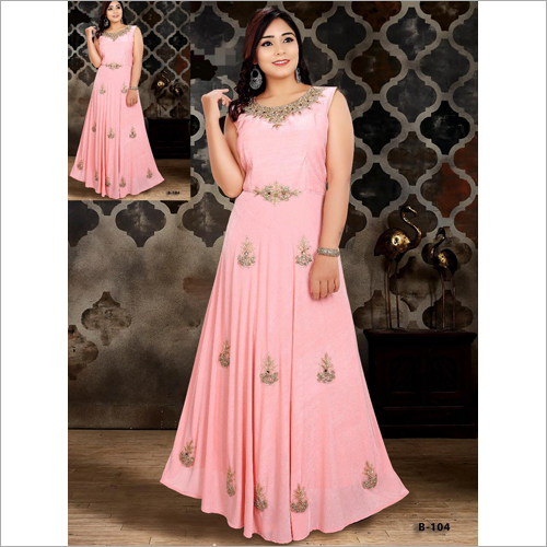 Pink Ladies Printed Sleeveless Gown