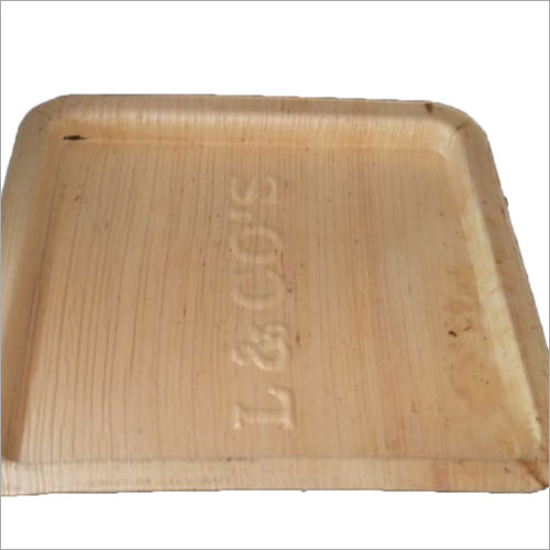 Wood Color Areca Leaf Square Plate