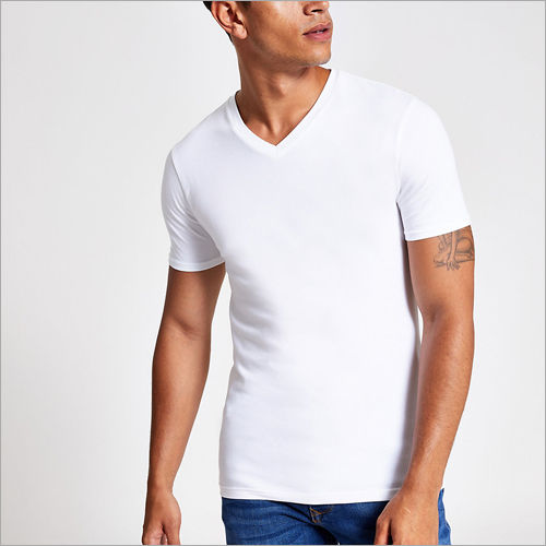 White Mens V Neck T-shirts