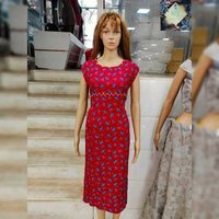 Shree Jee Sarees - Cotton, Knee-length, Red Floral Sleeveless Ladies Kurtis | Slim Fit, Round Neck