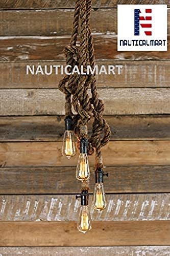 The Hydra Chandelier - Industrial Manila Rope Pendant Light - Swag Ceiling Lamp - Accent Hanging Lighting - Rustic Modern Hanging Fixture By Nautical Mart Inc.