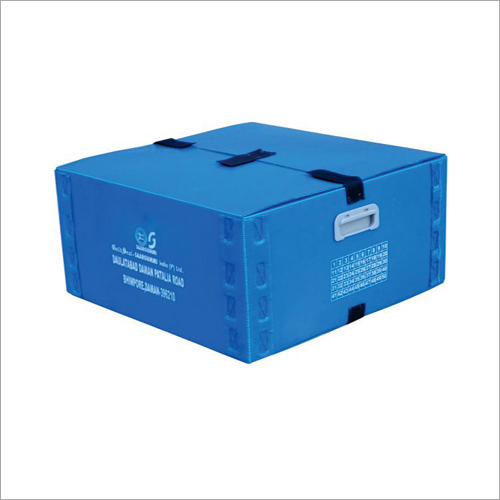 Printed PP Corrugated Box With Handle - Blue, Rectangular, Customized Size and Style | Ideal for Storage of Tools, CDs, and More