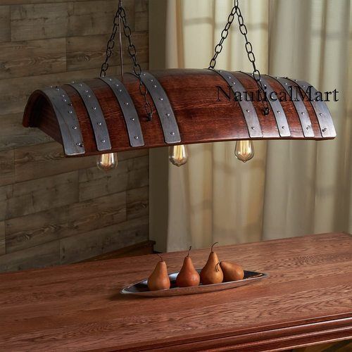 NauticalMart One Third Wine Barrel Hanging Light