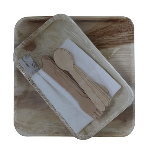 Two Sizes Areca Leaf Plate with Spoon Set