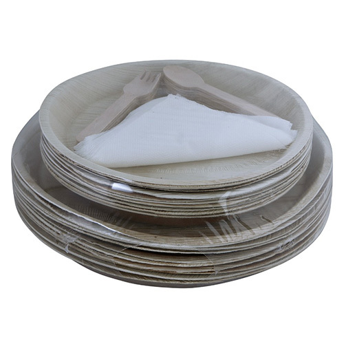 Two Sizes Round Shape Areca Leaf Plate with Spoon