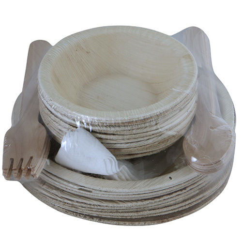 Areca Leaf Two Sizes Bowl Set with Folk and Spoon
