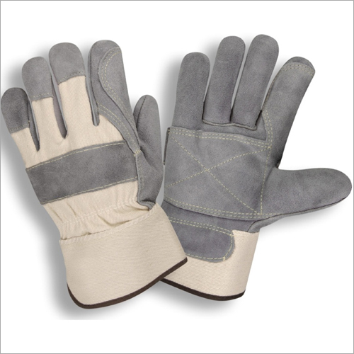 Plain 12 Inches Double Palm Split Leather Canadian Hand Gloves