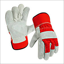 12 Inches Split leather Canadian Gloves red and white