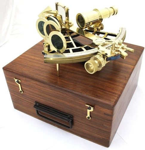 NAUTICALMART Marine Captain Sextant - Brass Nautical Sextant 8" with Wooden Box