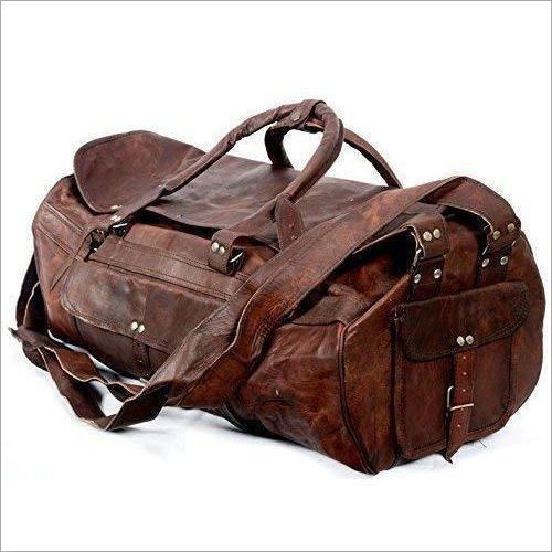 Brown Genuine Leather Duffle Bag