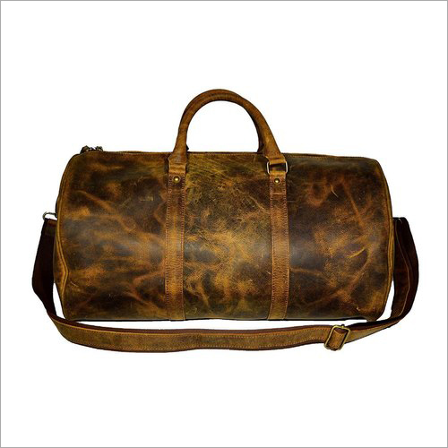 Brown Genuine Buffalo Leather Duffle Bag